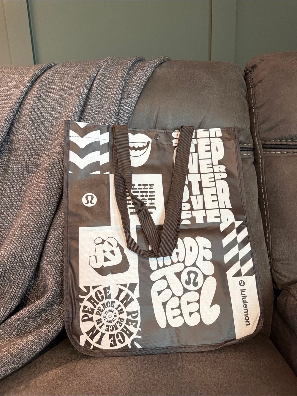 lululemon Black and White Graphic Tote Bag
